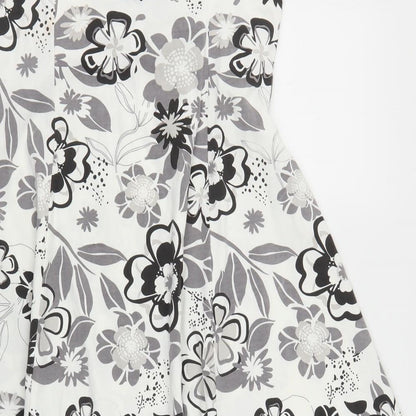 West One Womens White Floral  Fit & Flare  Size M