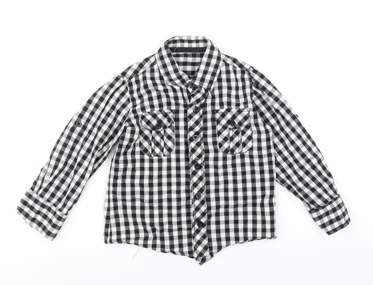 Additional front view of St Bernard boys’ black check basic button-up, size 4, years