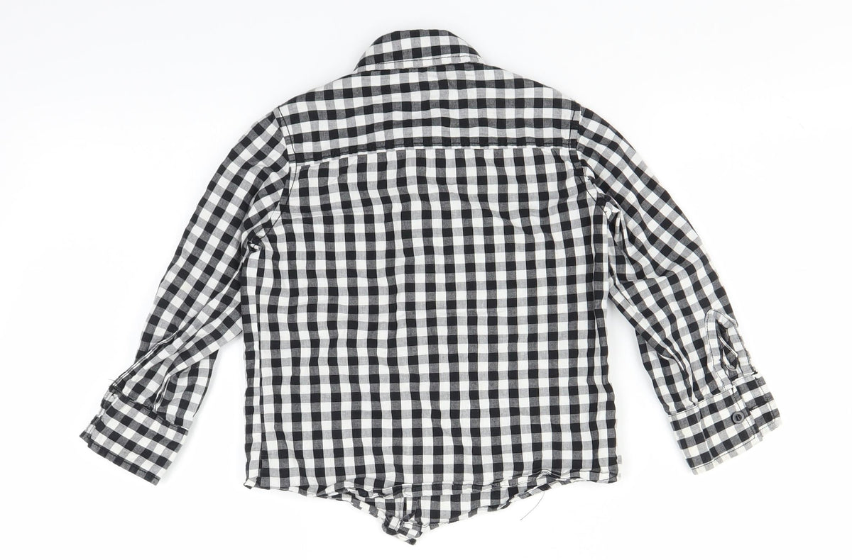 Back view of St Bernard boys’ black check basic button-up, size 4, years