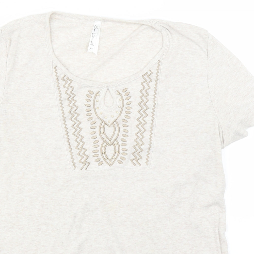 Womens UK Size M BM Beige Basic T-Shirt