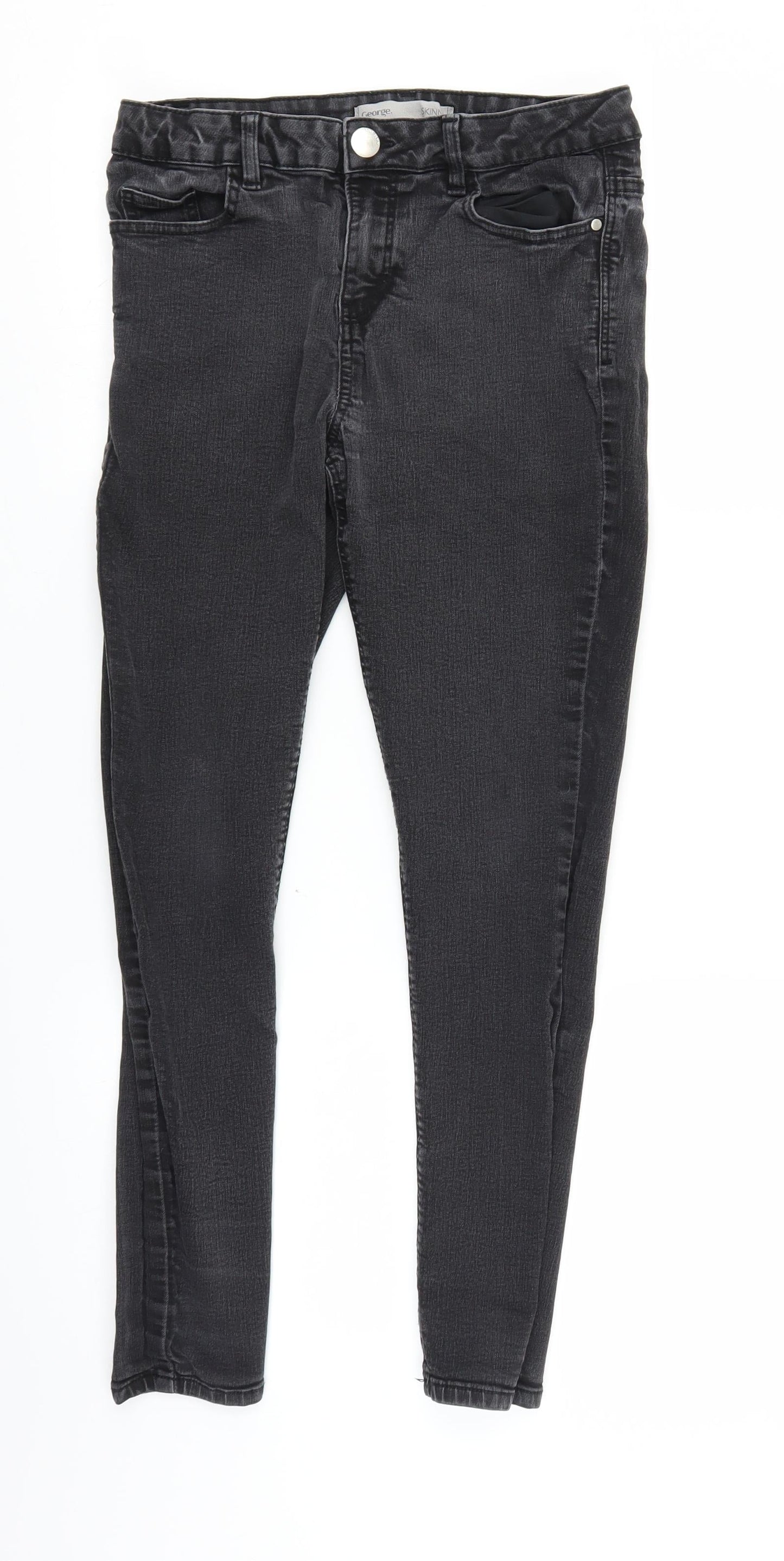 George Womens Black  Denim Skinny Jeans Size 12 L25 in