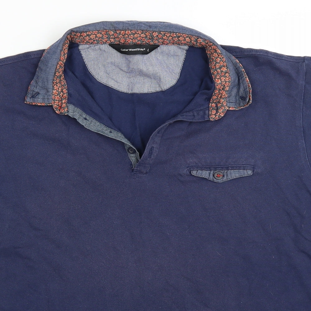 Cedar Wood State Mens Blue    Polo Size L