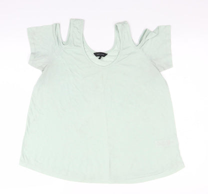 New Look Womens Green   Basic T-Shirt Size 12  - Shoulder cut out
