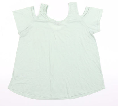 New Look Womens Green   Basic T-Shirt Size 12  - Shoulder cut out