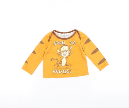 Front view of Disney Baby Orange Basic T-Shirt, size 3-6, Months - Disney