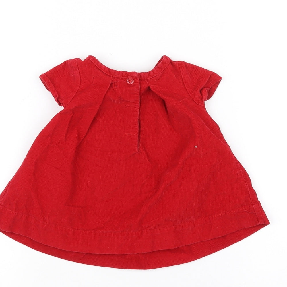 Brand and care label for Gap Baby Red A-Line, size 0-3, Months
