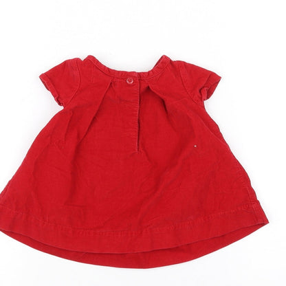 Brand and care label for Gap Baby Red A-Line, size 0-3, Months