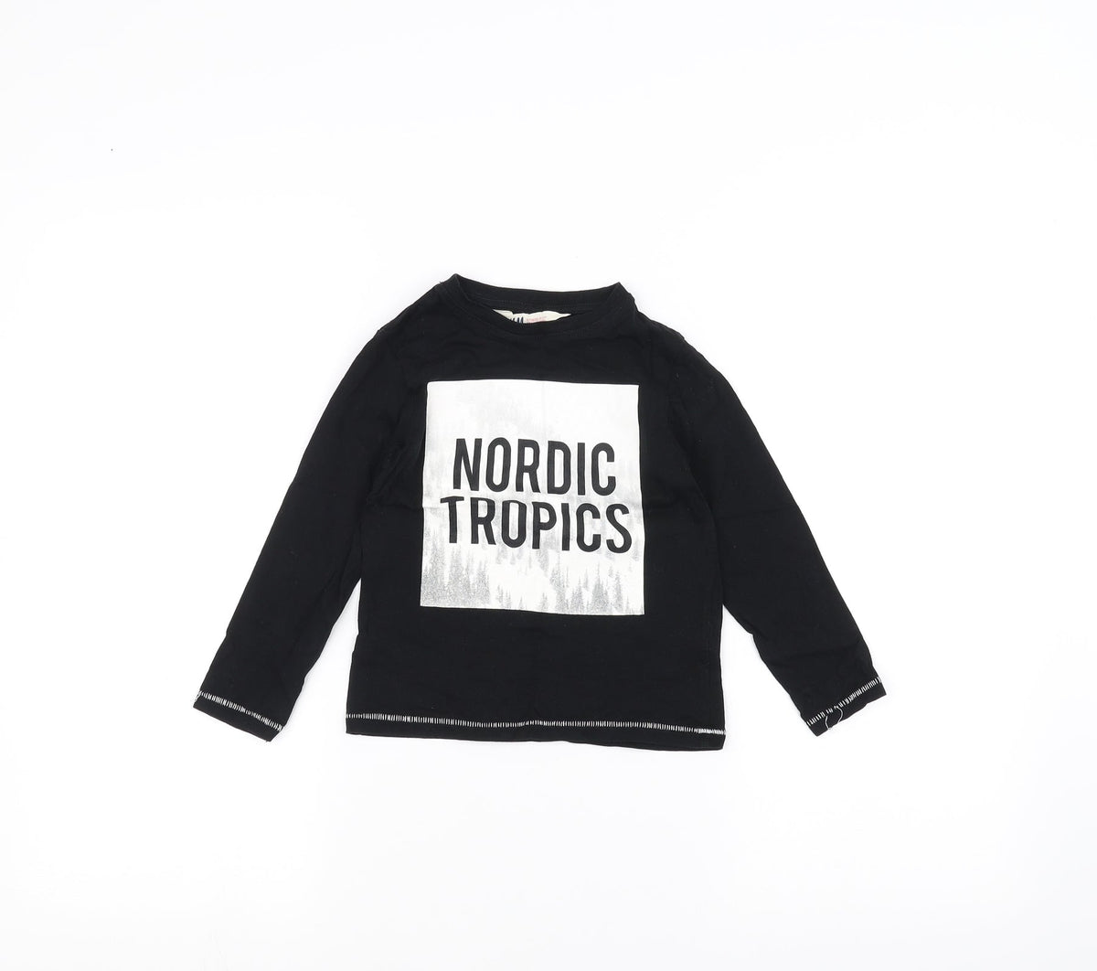 Additional front view of H&M boys’ black basic t-shirt, size 3-4, years