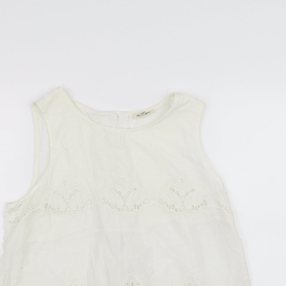 Womens UK Size 8 River Island White Basic Tank