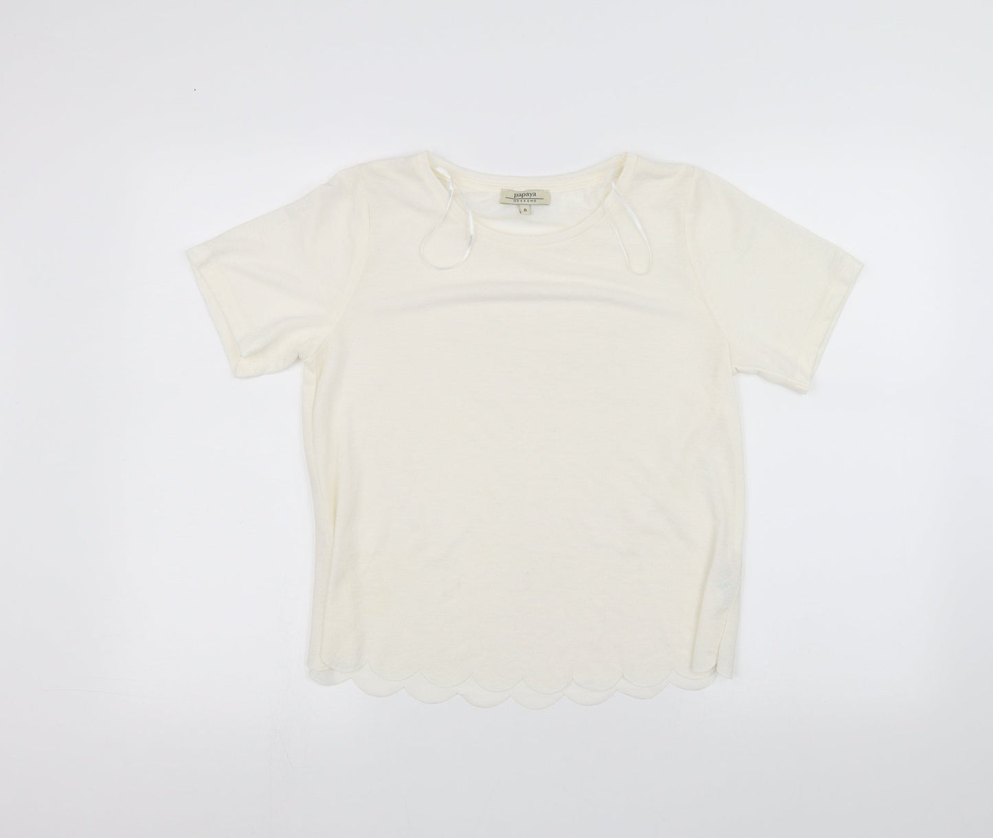 Papaya Womens White   Basic T-Shirt Size 8