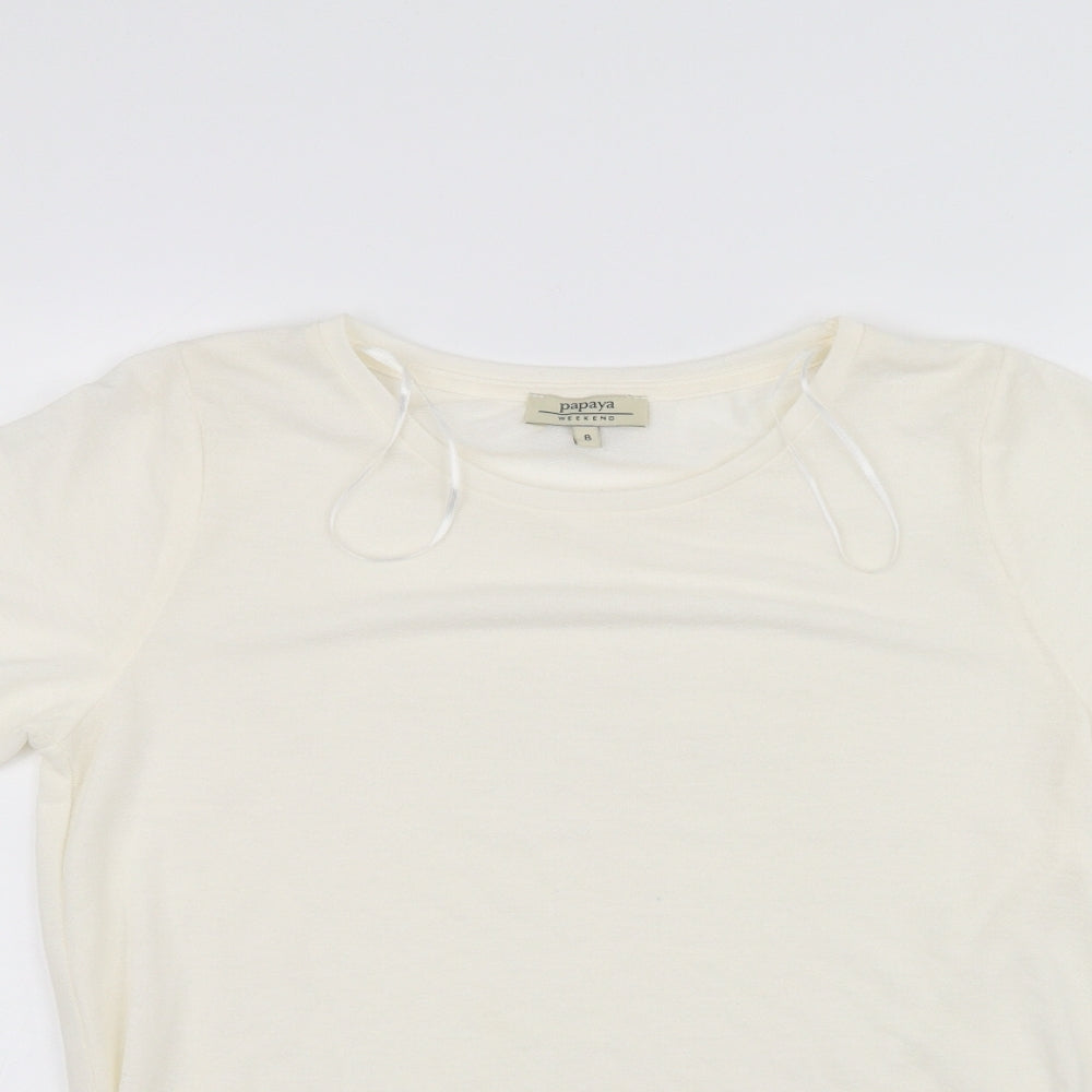 Papaya Womens White   Basic T-Shirt Size 8