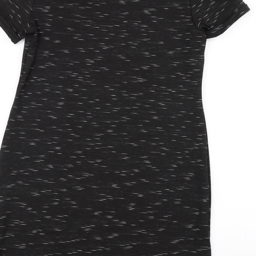 Brand and care label for New Look women’s black jumper, size UK 8