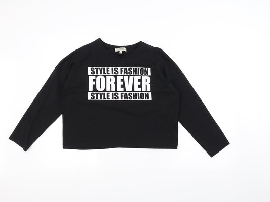 Papaya Womens Black   Basic T-Shirt Size 10