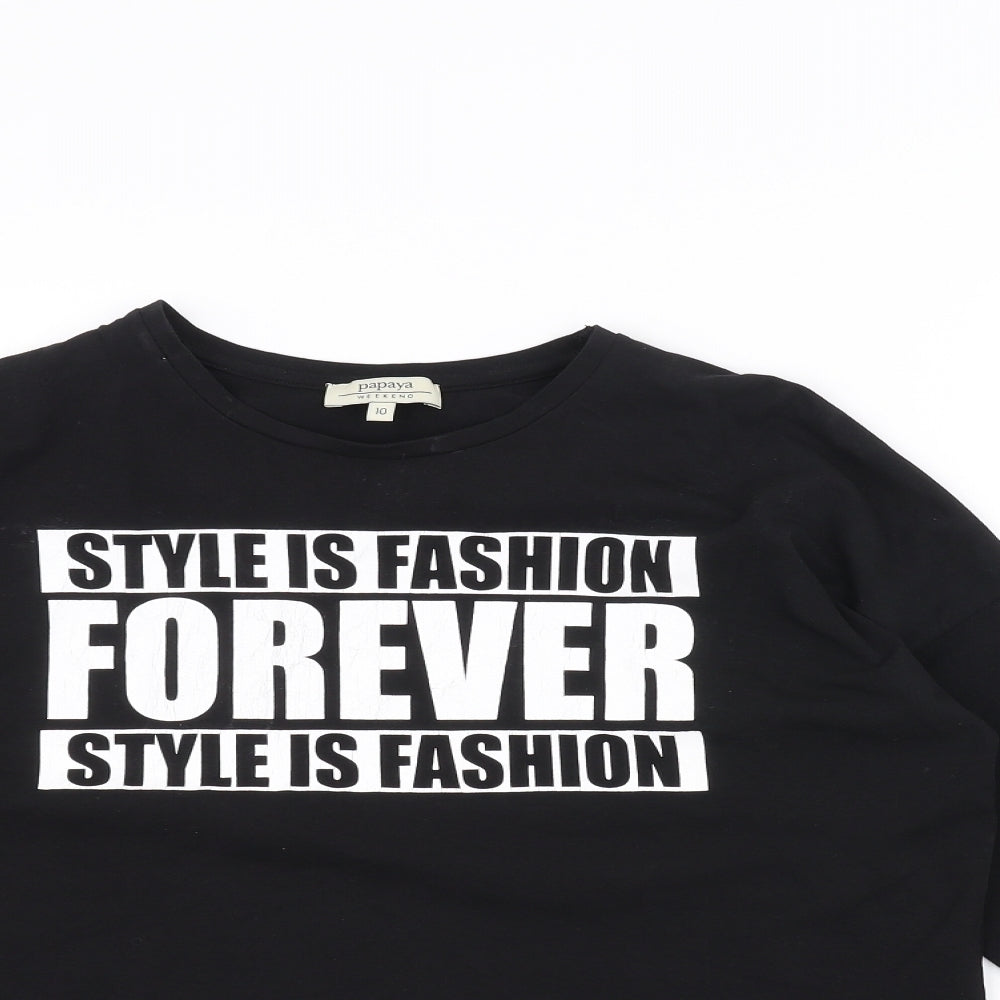Papaya Womens Black   Basic T-Shirt Size 10