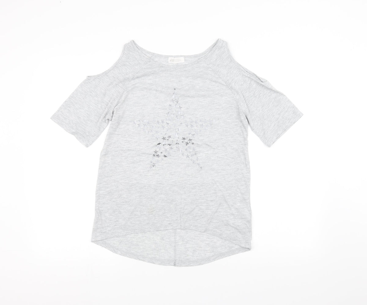 Additional front view of H&M girls’ grey basic t-shirt, size 14, years