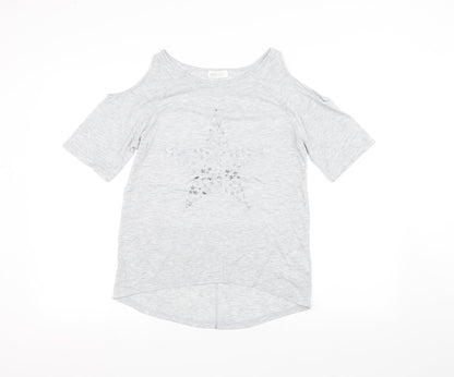 Additional front view of H&M girls’ grey basic t-shirt, size 14, years
