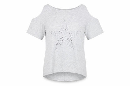 Front view of H&M girls’ grey basic t-shirt, size 14, years