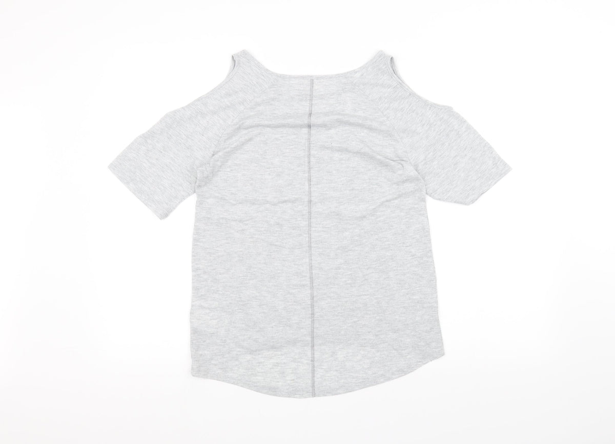 Back view of H&M girls’ grey basic t-shirt, size 14, years
