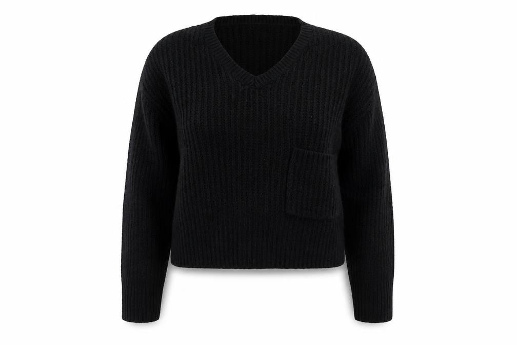 Front view of Tu women’s black knit jumper, size UK 16
