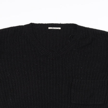 Close-up detail of Tu women’s black knit jumper, size UK 16