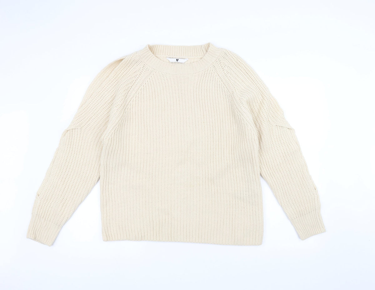 Additional front view of Very women’s white knit jumper, size UK 14
