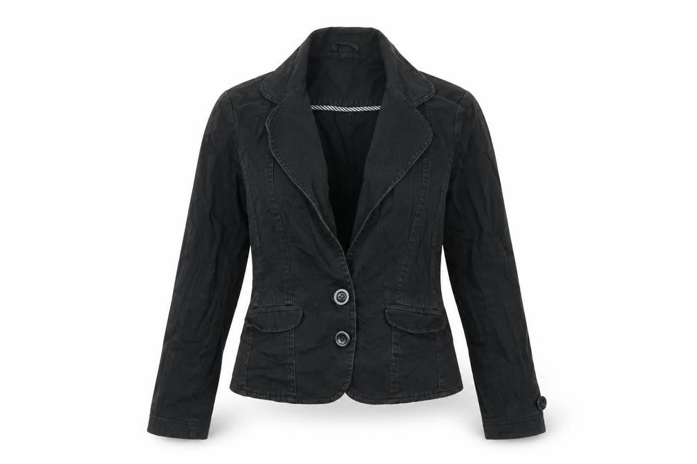 Womens UK Size M bay Black Biker Coat