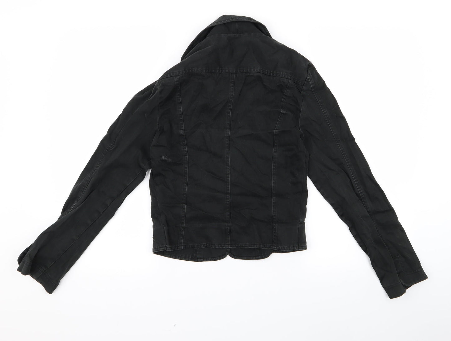 Womens UK Size M bay Black Biker Coat