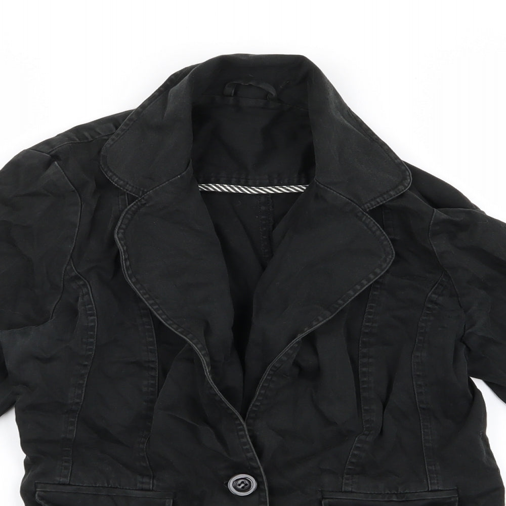 Womens UK Size M bay Black Biker Coat
