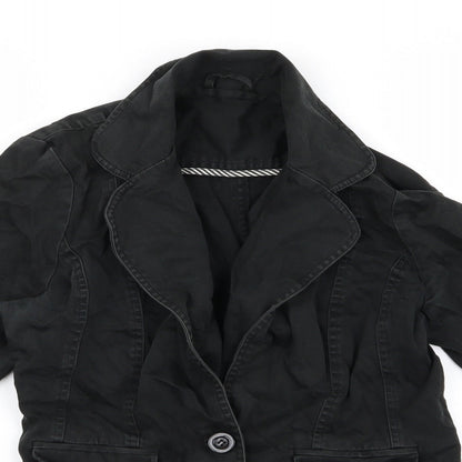 Womens UK Size M bay Black Biker Coat