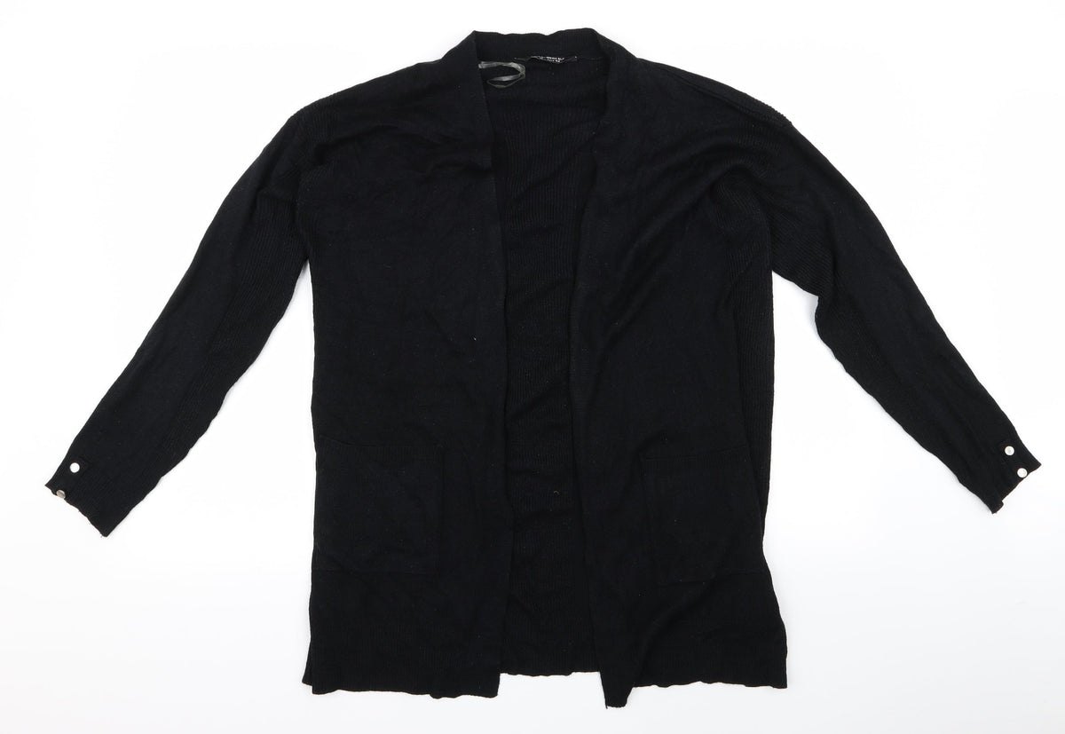 Additional front view of Select women’s black rayon cardigan jumper, size UK 14