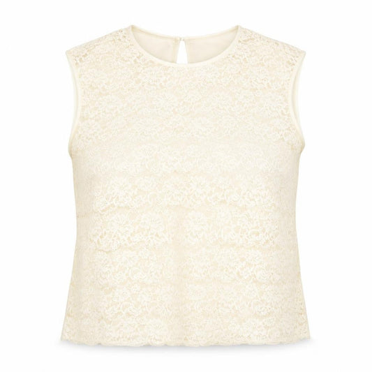 Front view of St Michael women’s beige basic blouse, size UK 12