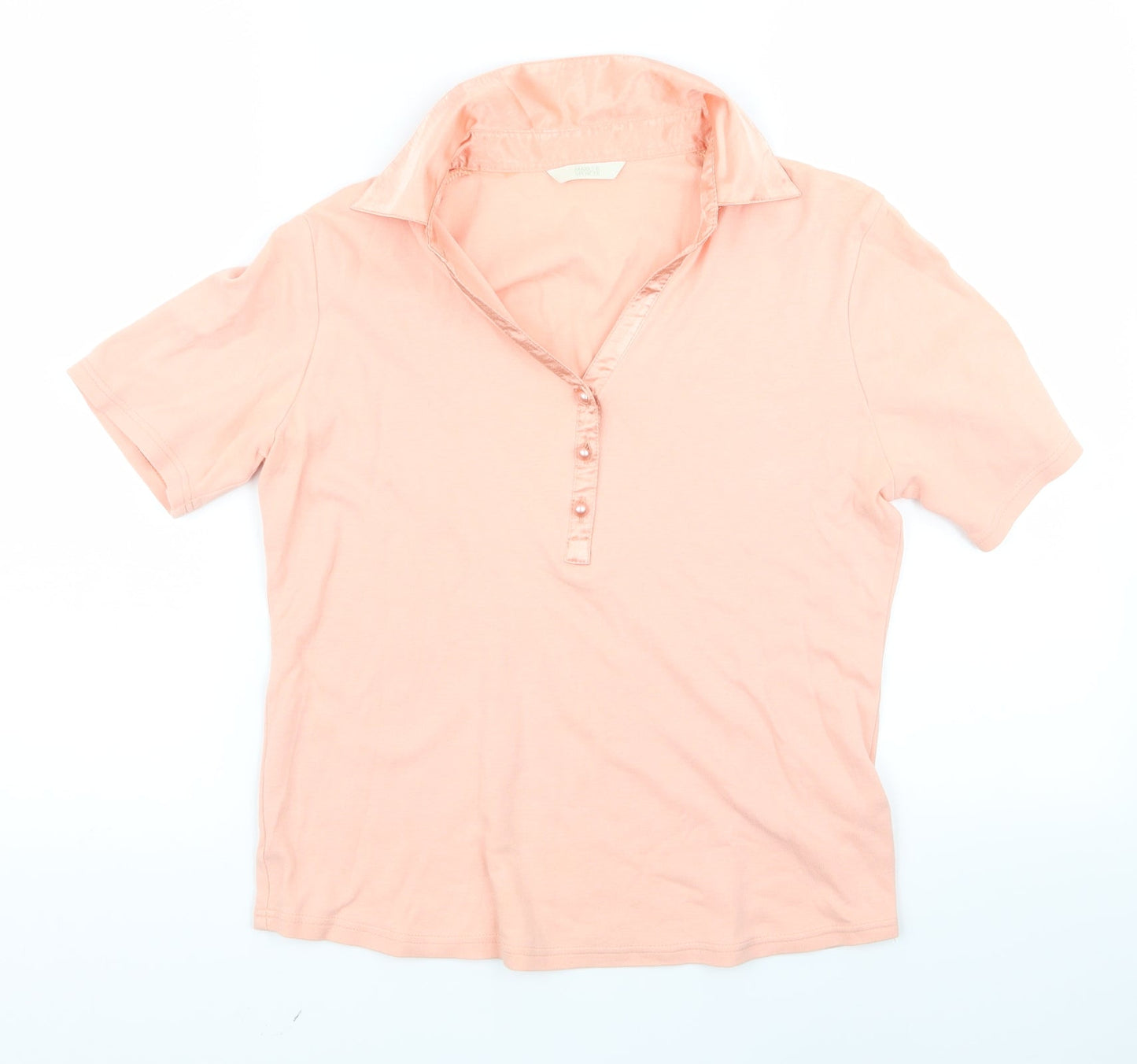 Womens UK Size 10 m&s Pink Basic Polo