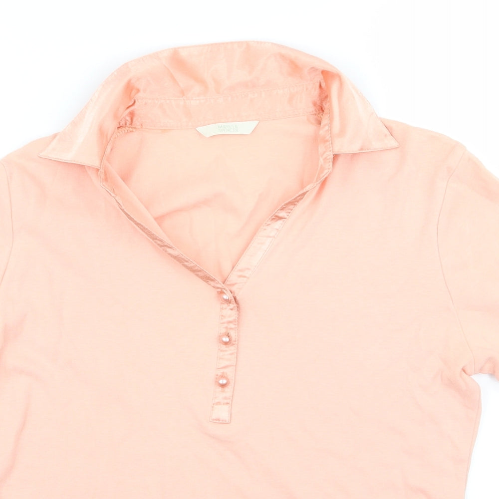 Womens UK Size 10 m&s Pink Basic Polo