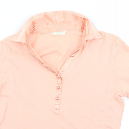 Womens UK Size 10 m&s Pink Basic Polo