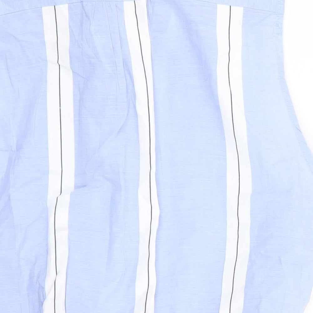 ming Womens Blue Striped  Basic Blouse Size L