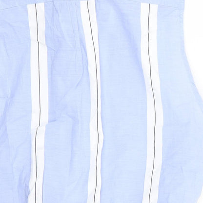 ming Womens Blue Striped  Basic Blouse Size L