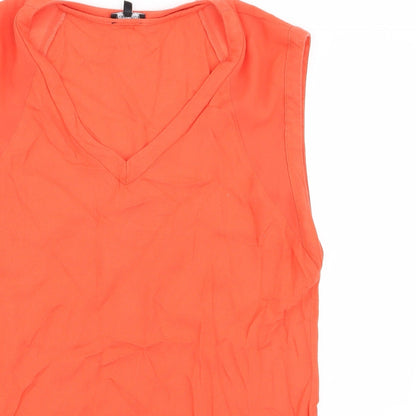 Womens UK Size 10 Warehouse Orange Basic Blouse