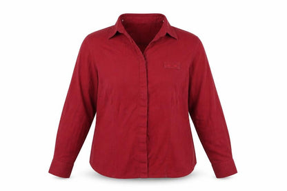 Front view of wensun women’s red basic button-up, size UK 16