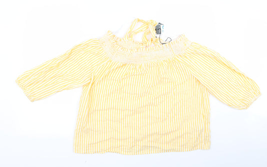 Primark Womens Yellow Striped  Basic Blouse Size 12