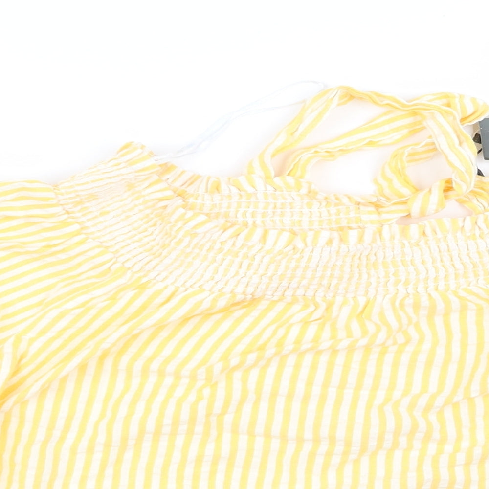 Primark Womens Yellow Striped  Basic Blouse Size 12