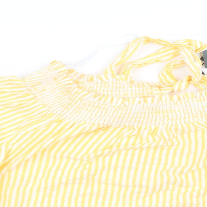 Primark Womens Yellow Striped  Basic Blouse Size 12