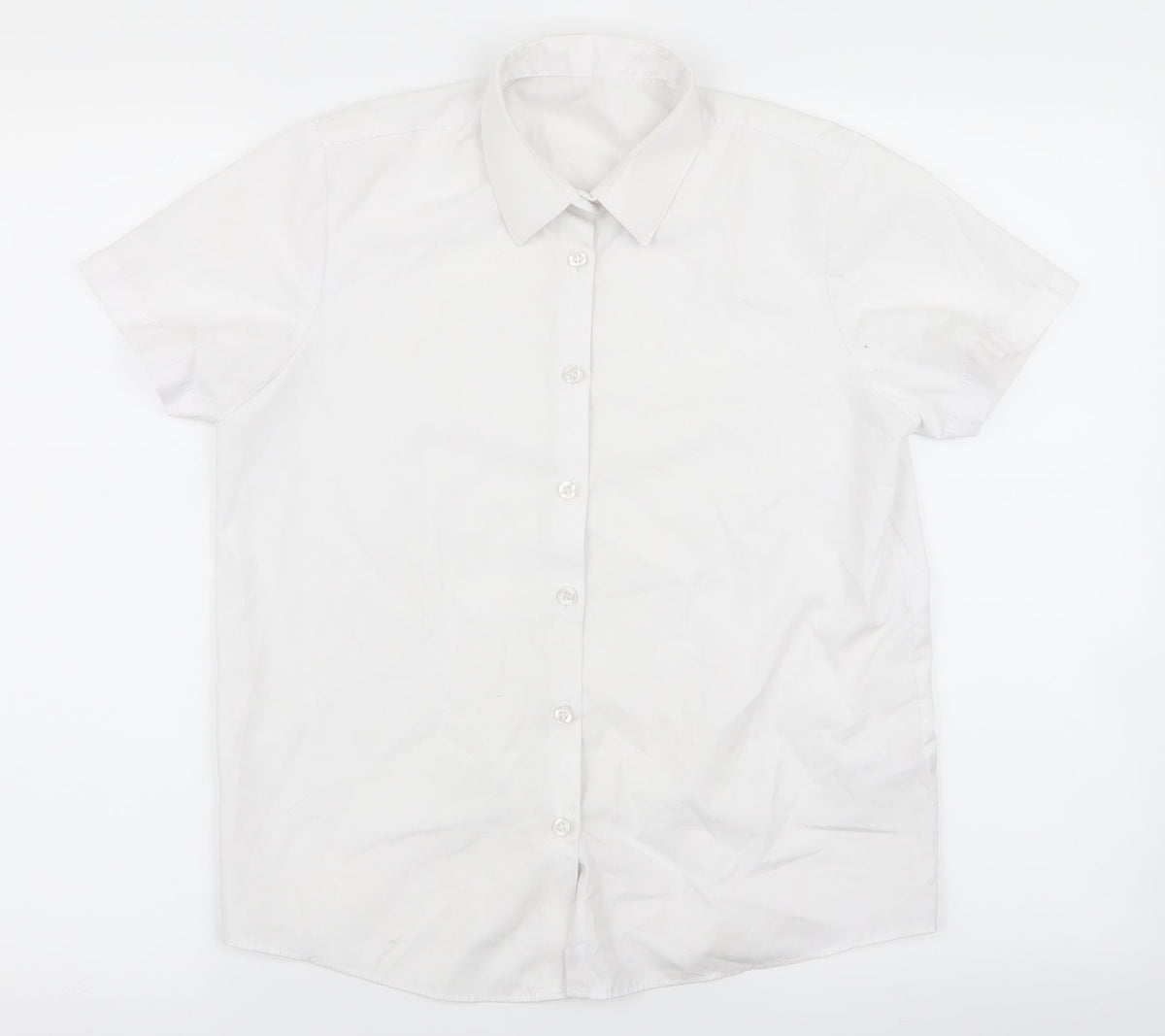 Additional front view of gerge girls’ white basic button-up, size 12, years