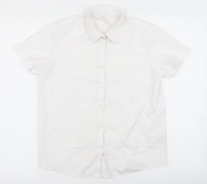 Additional front view of gerge girls’ white basic button-up, size 12, years