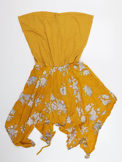 Select Womens Orange Floral  Fit & Flare  Size 10