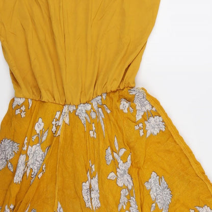 Select Womens Orange Floral  Fit & Flare  Size 10