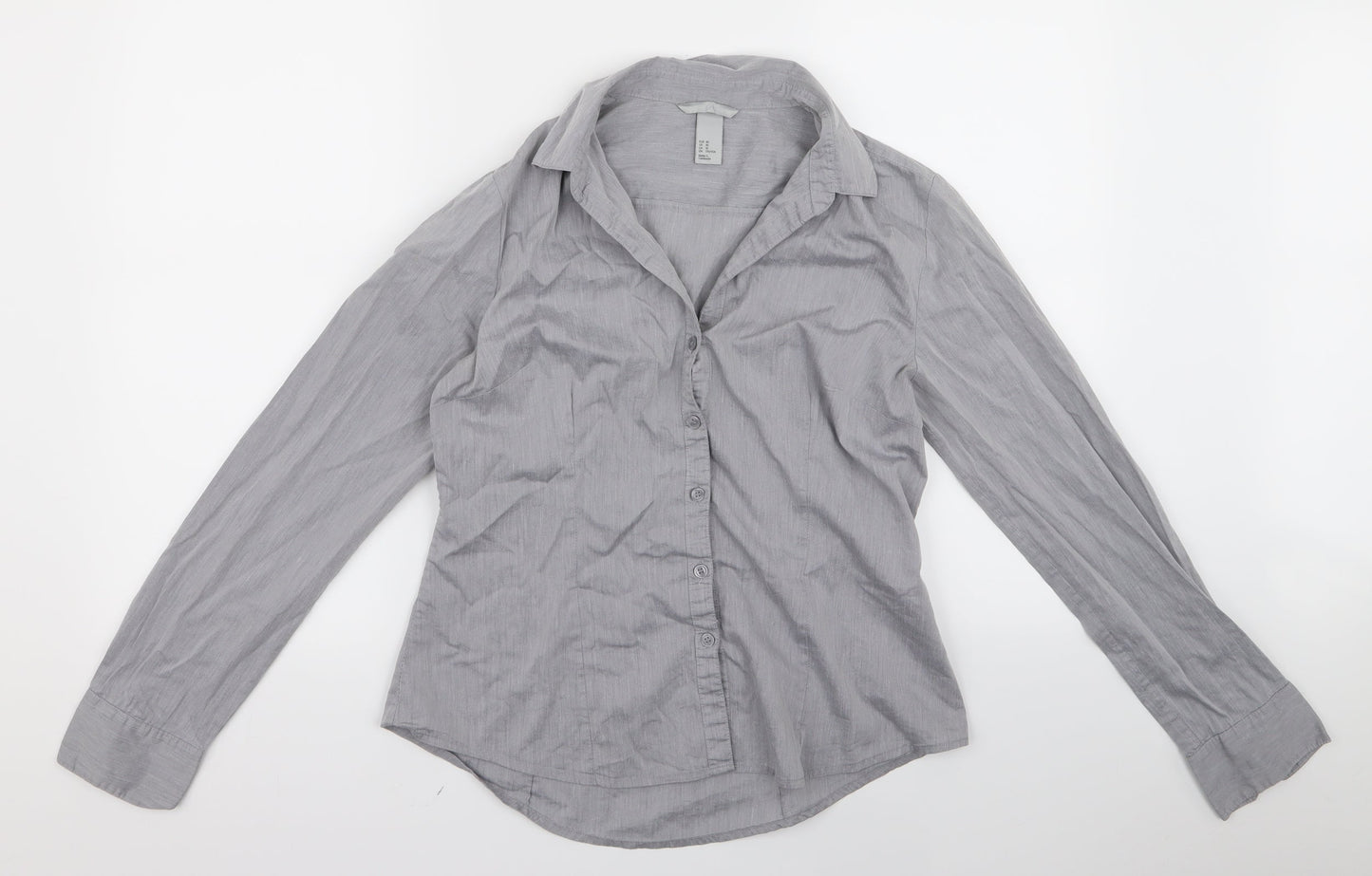 Womens UK Size 10 H&M Grey Basic Button-Up