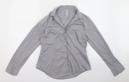Womens UK Size 10 H&M Grey Basic Button-Up