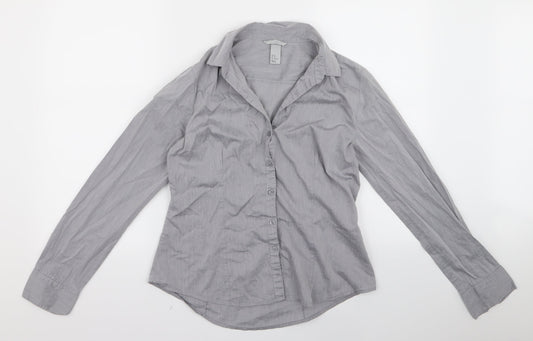 Womens UK Size 10 H&M Grey Basic Button-Up