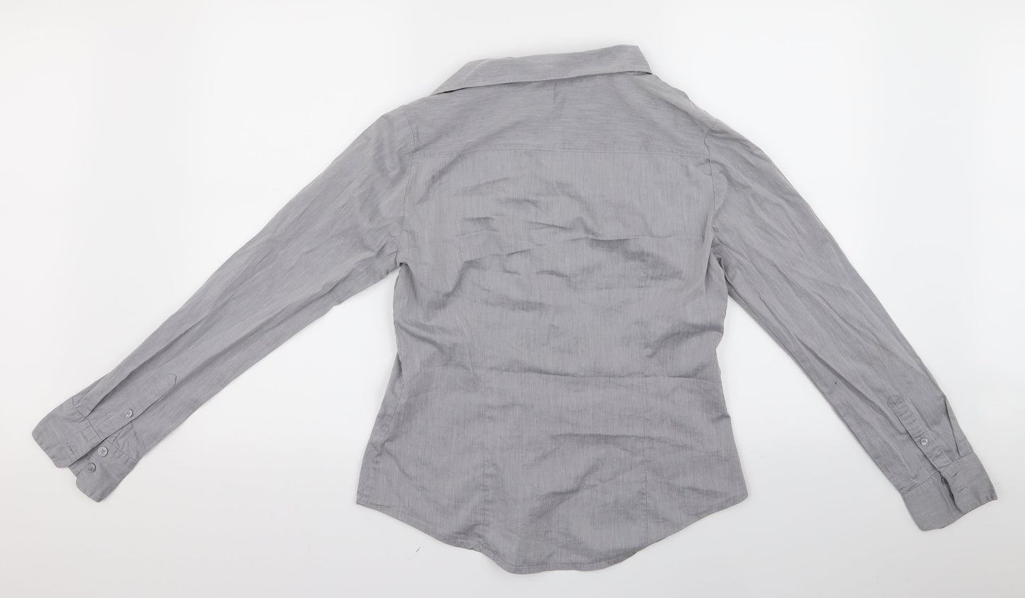 Womens UK Size 10 H&M Grey Basic Button-Up