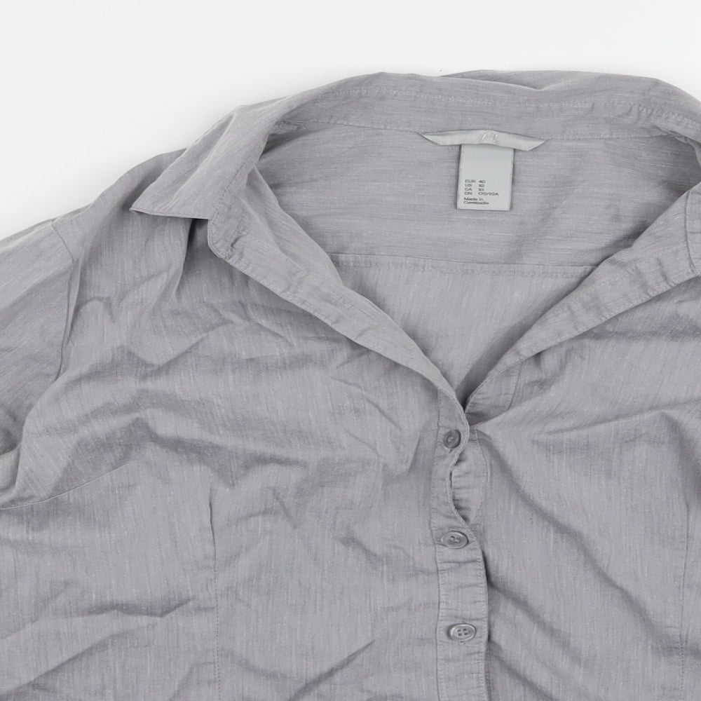 Womens UK Size 10 H&M Grey Basic Button-Up